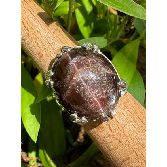 Scapolite Cat Eye Sterling 925 Silver Handmade Clarity Ring Size 7 - 7.25 - Picture 2 of 6